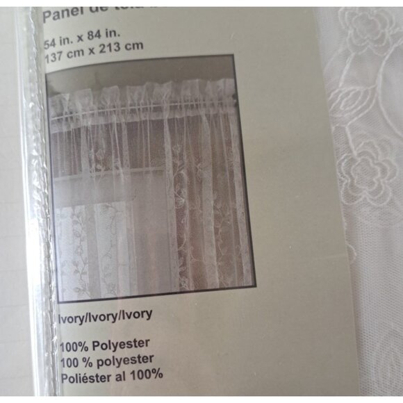 NEW Ivory Lace Curtain Panel Floral Cecelia Cottage Country Romantic 54x84 - Picture 3 of 4